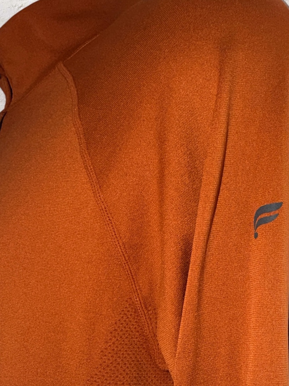 Fabletics Training Day Quarter Zip Pullover Men's M Orange Burnt Nylon Active